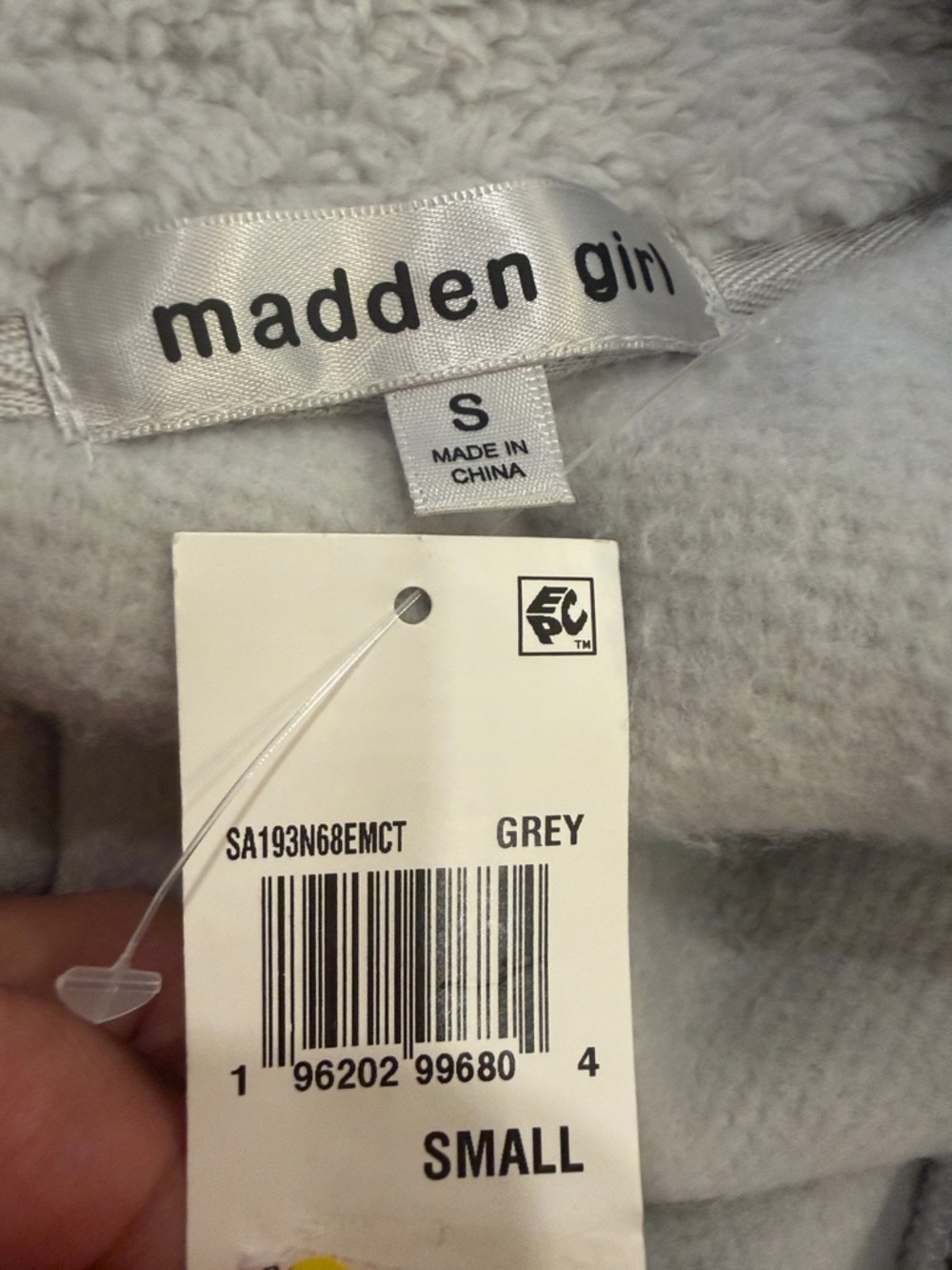 Madden Girl Boston Sports Club Grey Sherpa Fleece Full Zip Jacket Small NWT - Picture 7 of 10